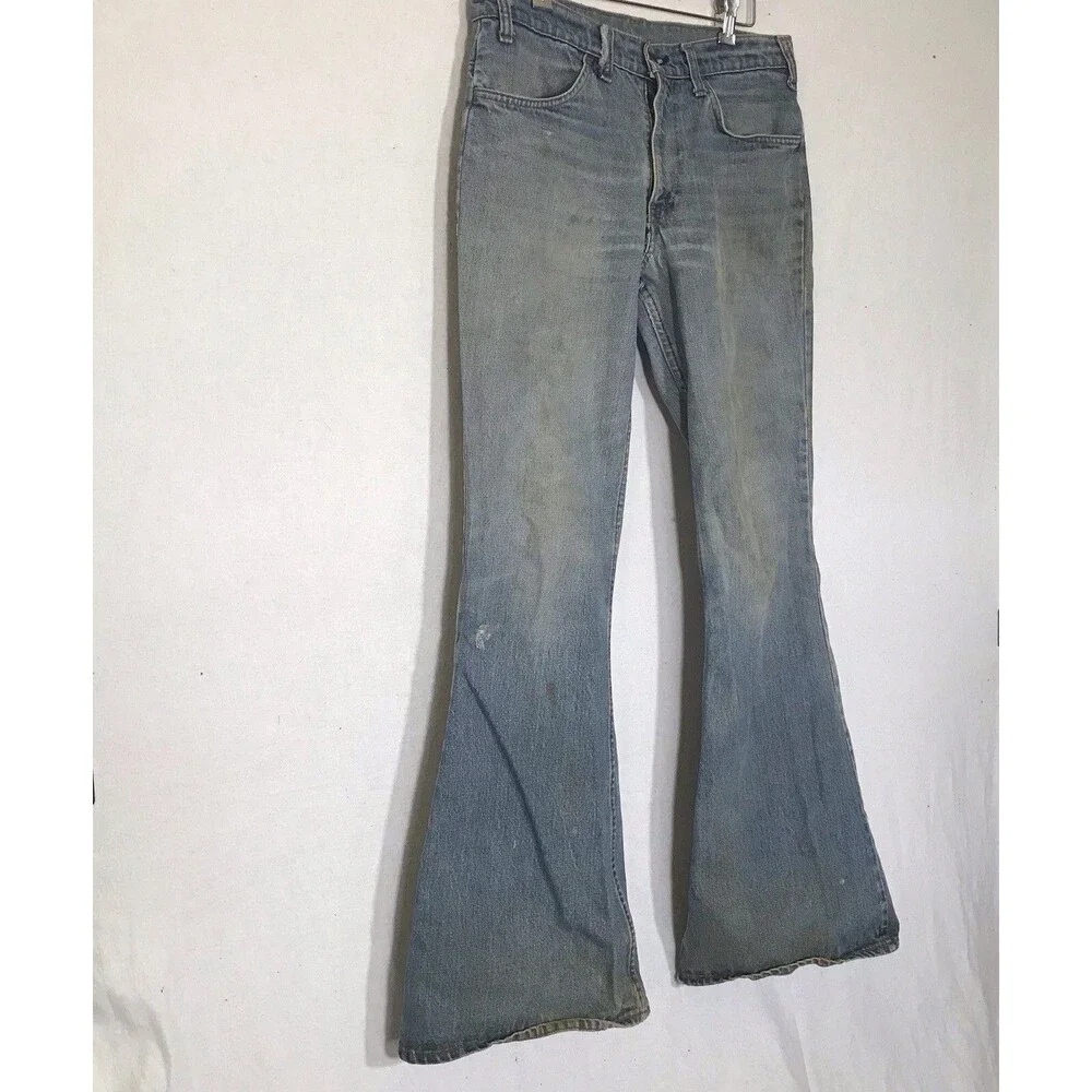 Vtg Levi's Big Bell Bottom Jeans 684-0217 Orange‎ Tab 32x33